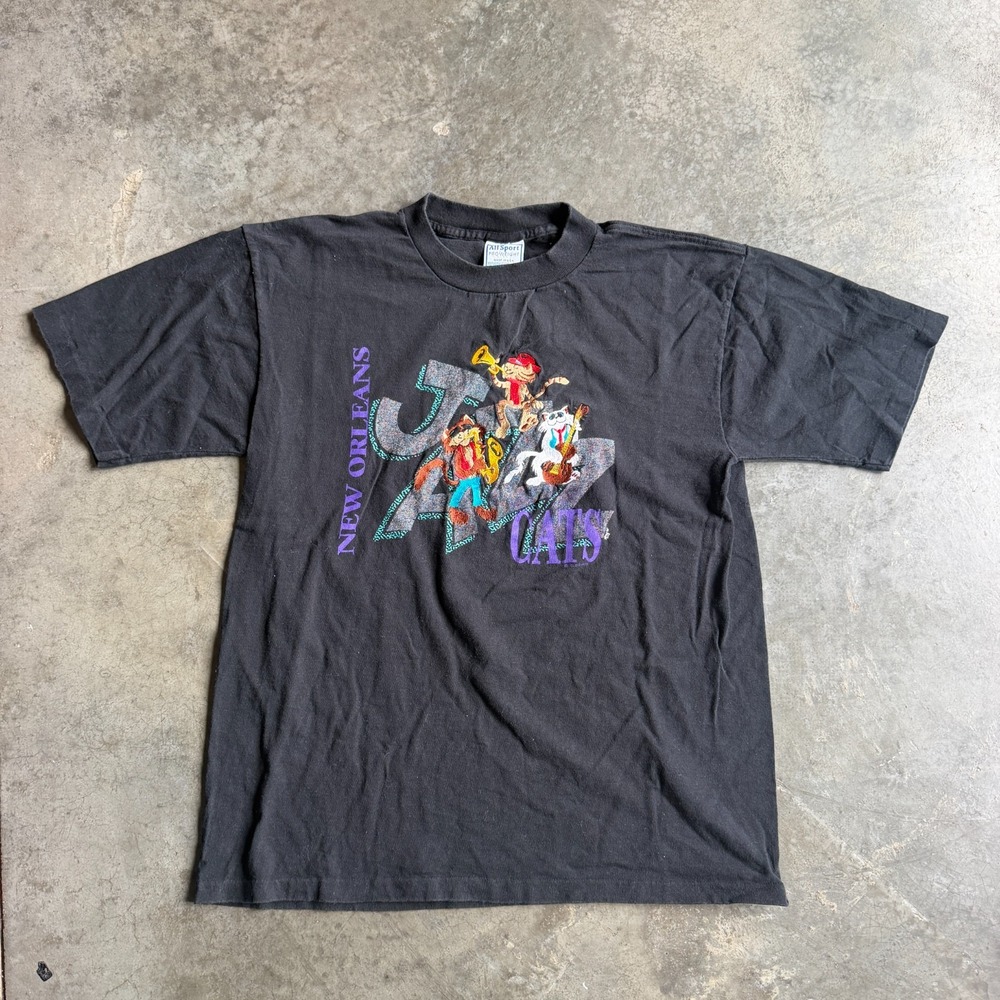 Vintage 90s New Orleans Jazz Cats Single Stitch Graphic Shirt USA Made Mens M